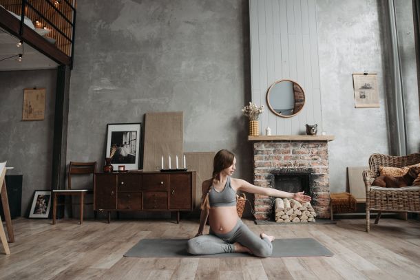 pregnant woman doing yoga
